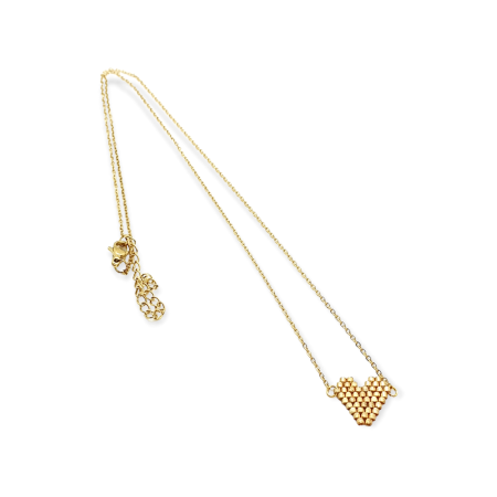 necklace steel with gold heart2